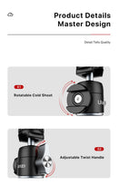 Ulanzi U-Vlog Lite Tripé Extensível Dual Cold Shoe Ball Head Volg Tripé para Sma