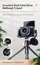 Ulanzi U-Vlog Lite Tripé Extensível Dual Cold Shoe Ball Head Volg Tripé para Sma